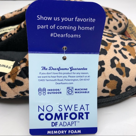 DEARFOAMS Memory Foam Slippers Leopard Print No Sweat Comfort Size S 5-6 - Picture 10 of 12